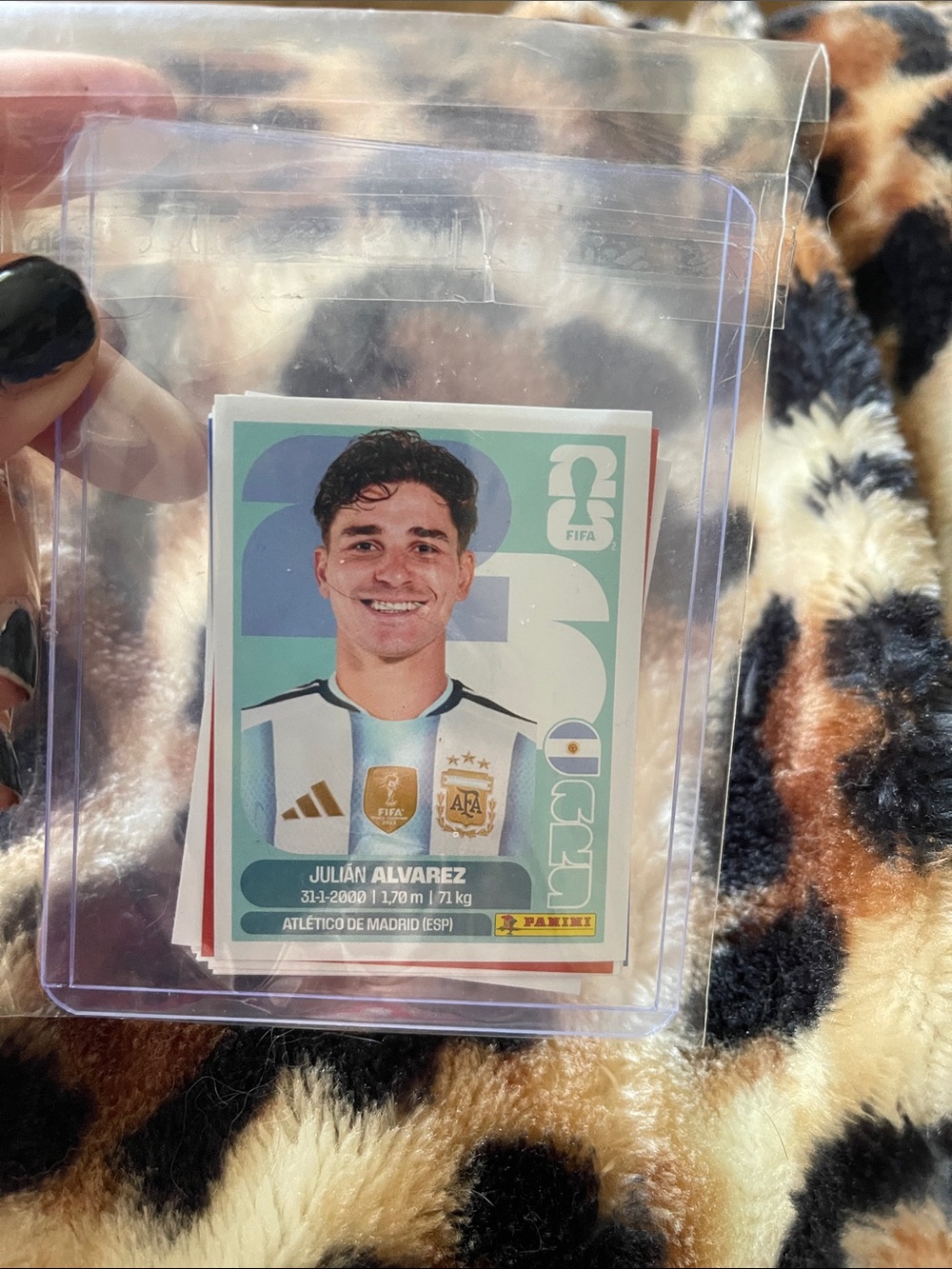 Panini Sticker - Light Blue, White, Gold Football Card “Julian Alvarez”